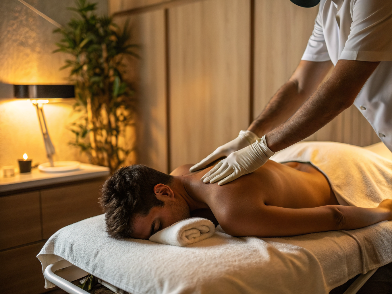Close-up of a professional manual therapy session showing gentle adjustment and hands-on care